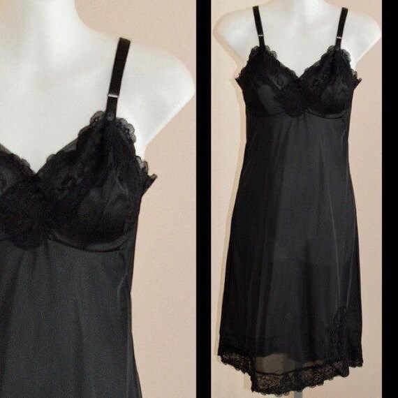 Vintage Black Full Slip, Vintage Slip, Lov Lines,