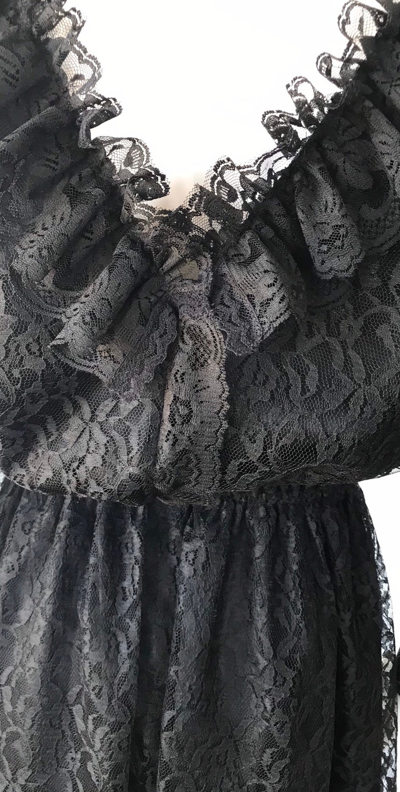 Vintage Black Lace Dress 1970s Lace Dress 1970s Dress Black Lace Dress Evening Dress Pat Mcdonagh Evening Dress