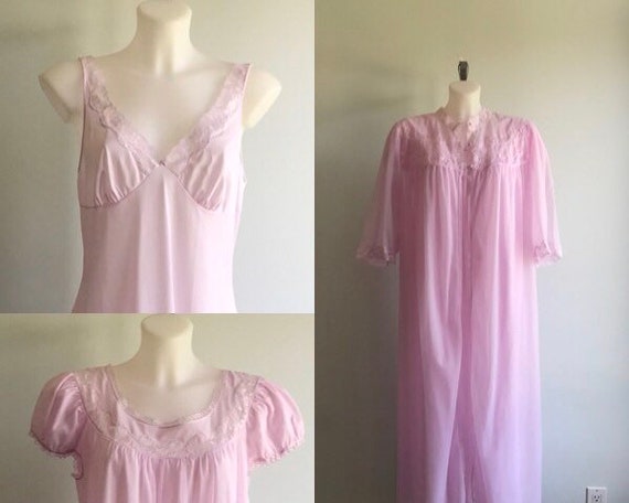Vintage Chiffon Peignoir Set, Three Piece Peignoir
