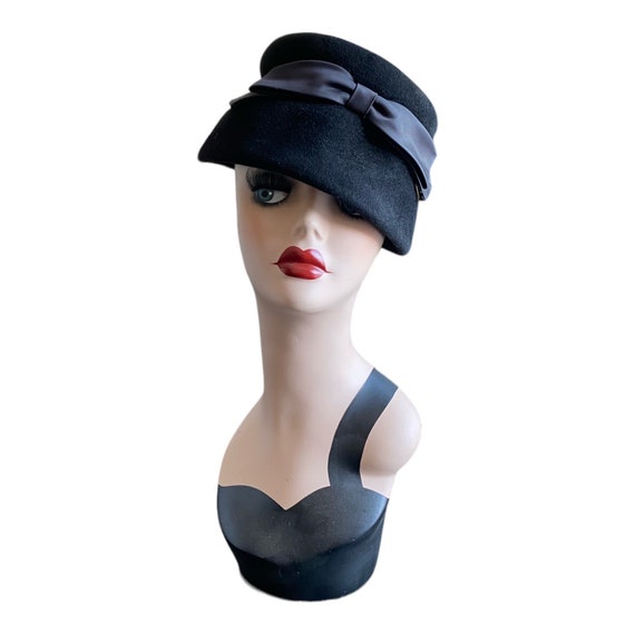 Vintage Black Hat 1920s Helen Joyce Original Blac… - image 6
