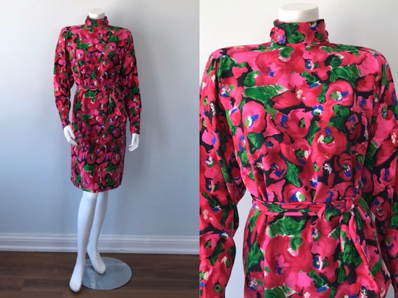 Vintage Dress, Vintage Silk Dress, 1980s Desss, 19