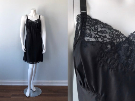 Vintage Black Slip, Enchant Barbizon Satin Sylflai