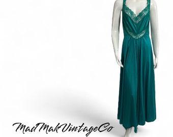 Vintage Emerald Green Nightgown 1980s Undercover Wear New Old Stock