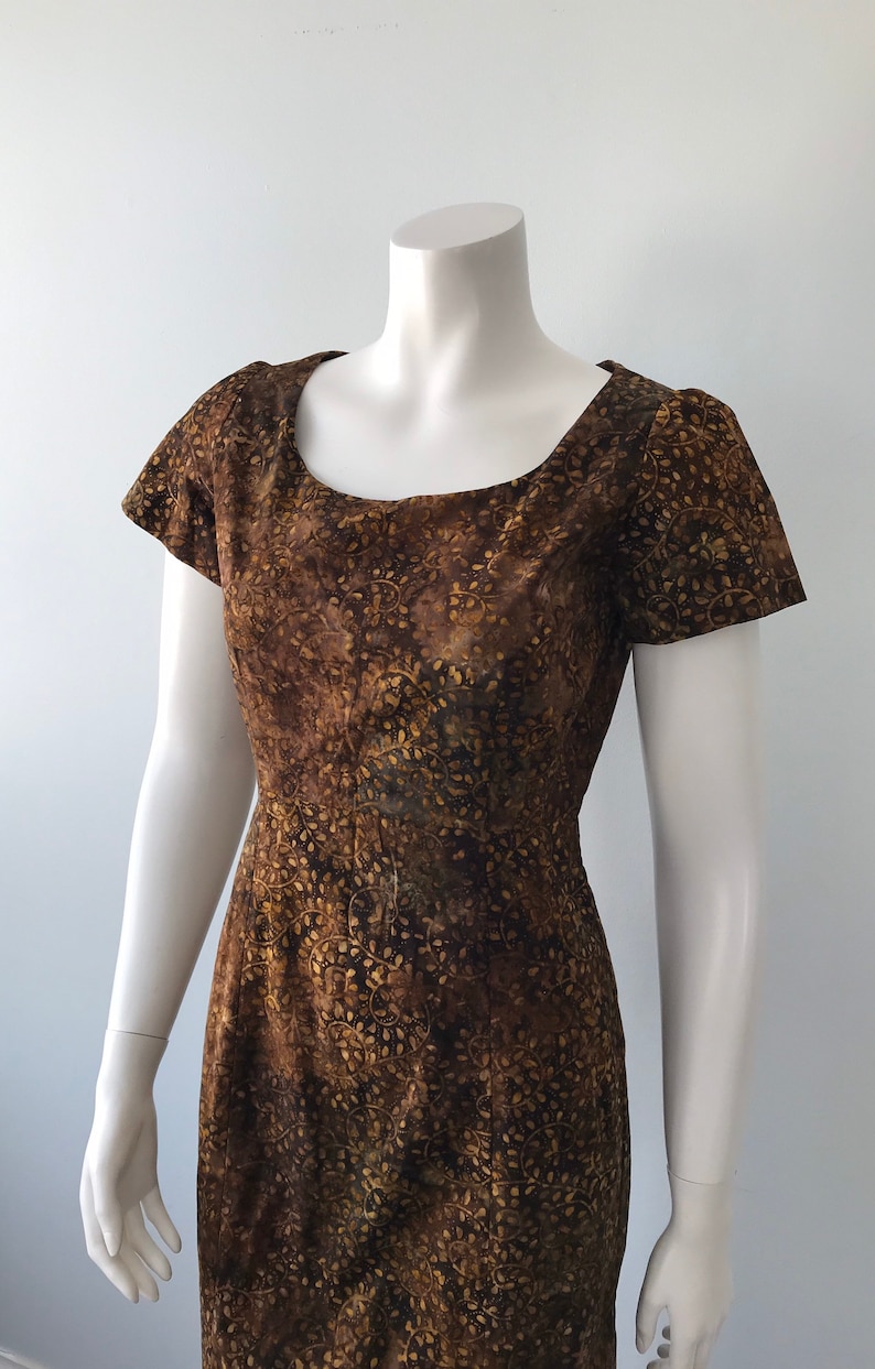 1960s Dress Casual Dress Vintage Cotton Dress Browns Cotton Dress Vintage Dress Summer Dress Short Sleeve Dress