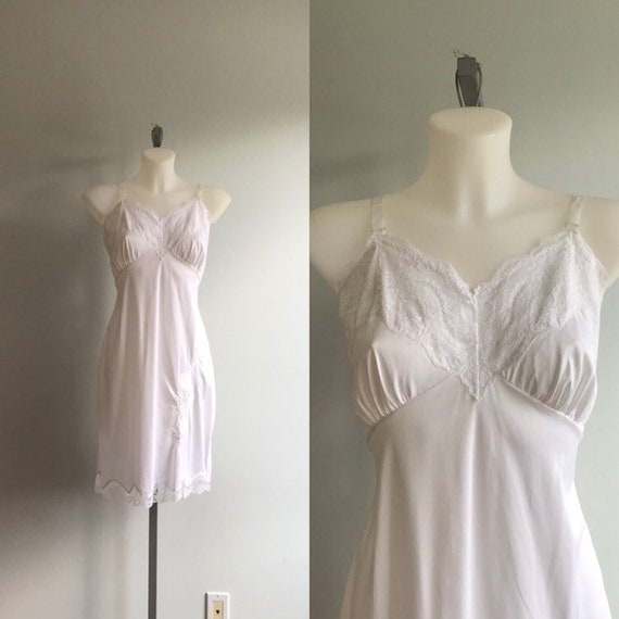 Vintage White Full Slip, Fashion Fit, 1960s Full S