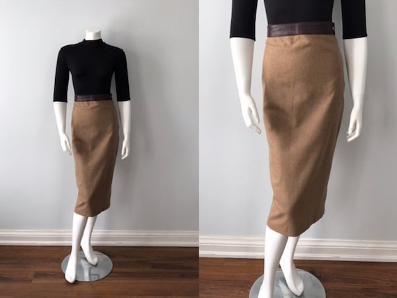 Vintage Beige Pencil Skirt, Dolce & Gabbana Skirt,