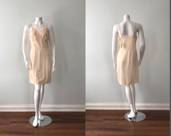 Peach Full Slip Vintage Full Slip Vintage Lingerie 1960s Slip Dorsay Vintage Slip Peach Slip