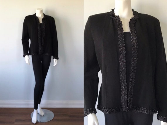 Vintage Marni Knits Black Cardigan, Hand Loomed Bl