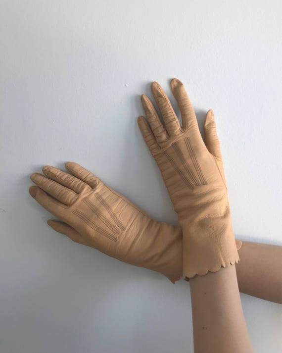 Vintage Leather Gloves, Ladies Leather Gloves, 195
