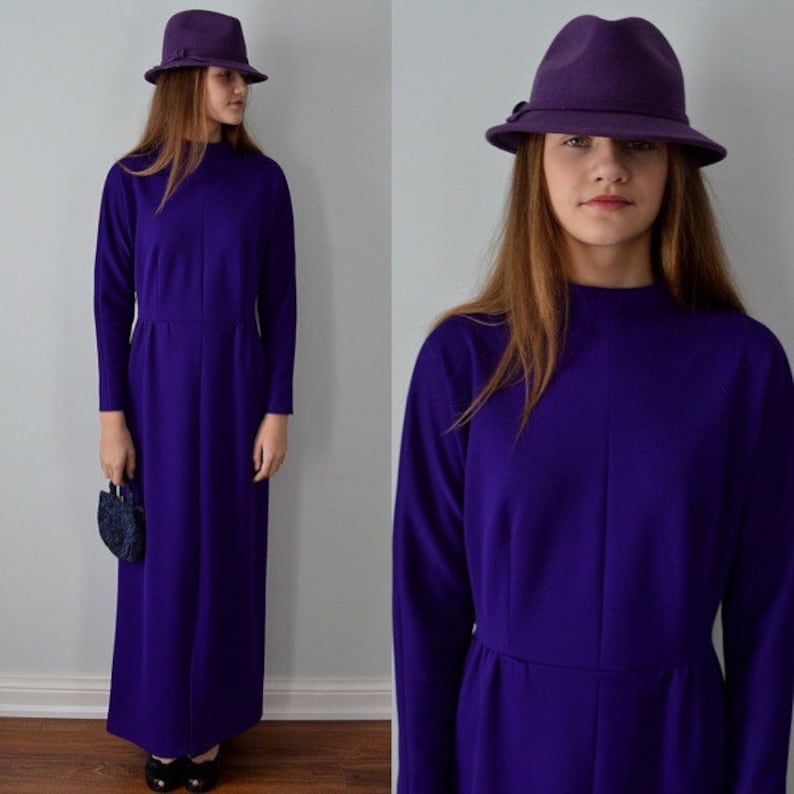 Vintage Maxi Dress Formal Dresses 1950s Gown Vintage Gown Leslie Fay Vintage Leslie Fay Original Dress Wedding Purple Evening Gown