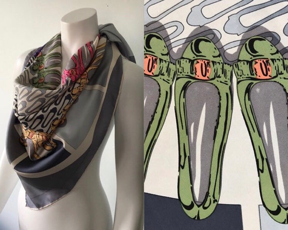 Salvatore Ferragamo Silk Scarf, Fashion Shoe Print