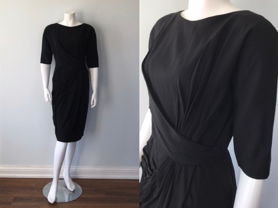 Vintage Dress, 1950s Black Cocktail Dress, Vintage