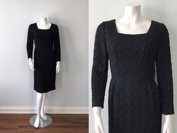Vintage Black Cocktail Dress, Vintage Dress, 1950s