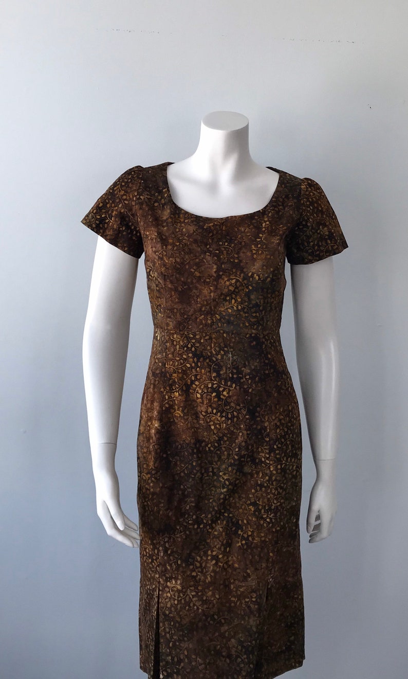 1960s Dress Casual Dress Vintage Cotton Dress Browns Cotton Dress Vintage Dress Summer Dress Short Sleeve Dress