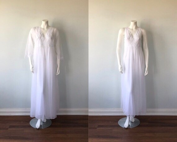 Vintage White Peignoir Set, Slumber Suzy, White Ch