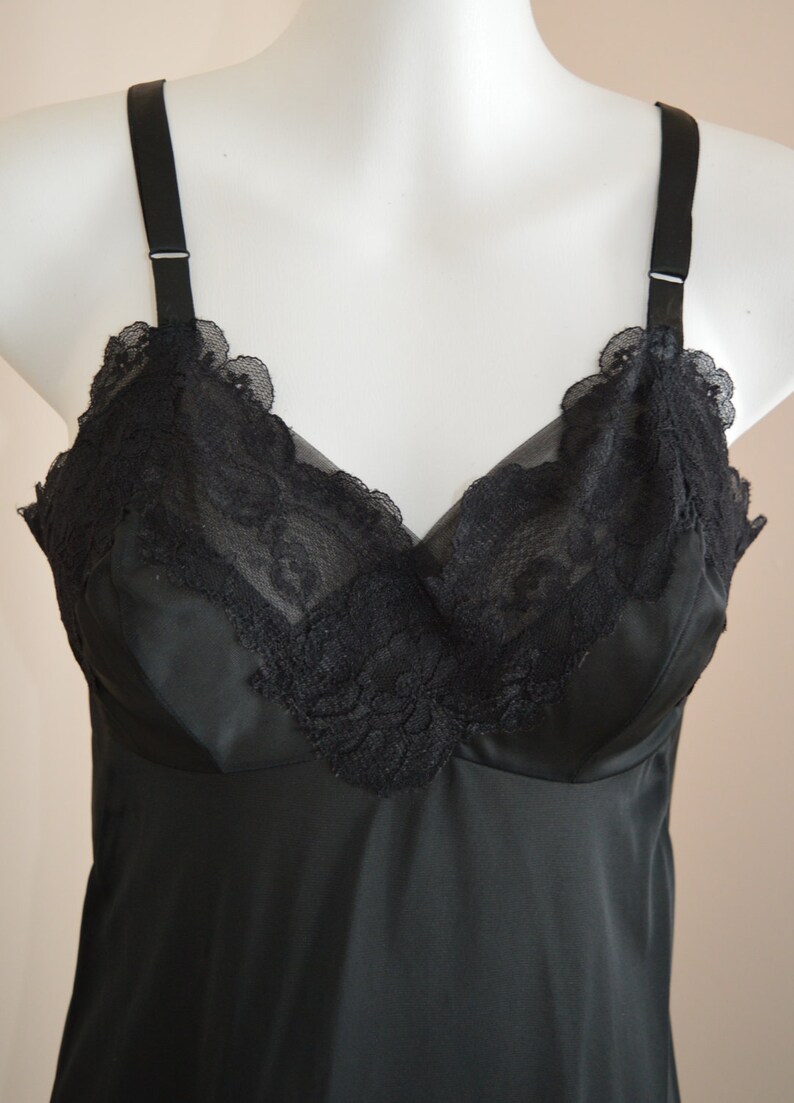 Vintage Black Full Slip Vintage Slip Lov Lines 1960s Black Etsy