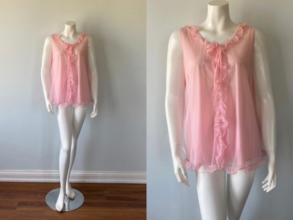 1960s Pink Chiffon Baby Doll, Chiffon Baby Doll, P