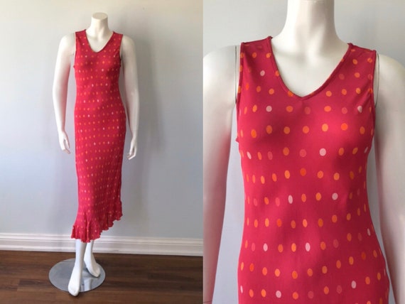 Vintage April Cornell Pink Polka Dot Sleeveless Dr