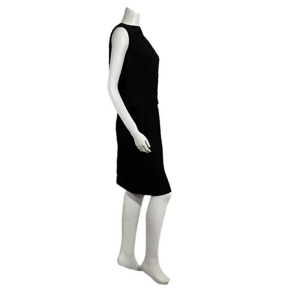 Vintage Black Ribbon Work Skirt Suit 1960s - image 7
