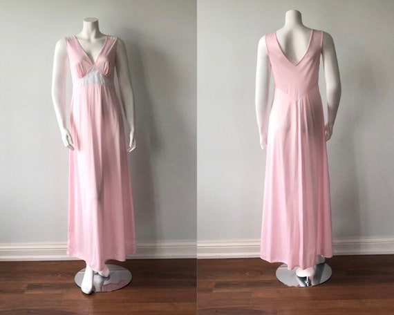 Vintage Pink Nightgown, 1970s Pink Nightgown, Vint