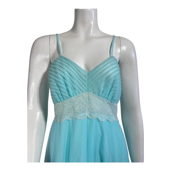 Vintage Aqua Chiffon Nightgown / 1960s / Linda Li… - image 5