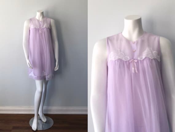 1960s Lavender Chiffon Nightgown, Lov Lee, 1960s N