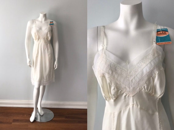 Vintage Ivory Full Slip, Lady Beth, 1950s Full Sli