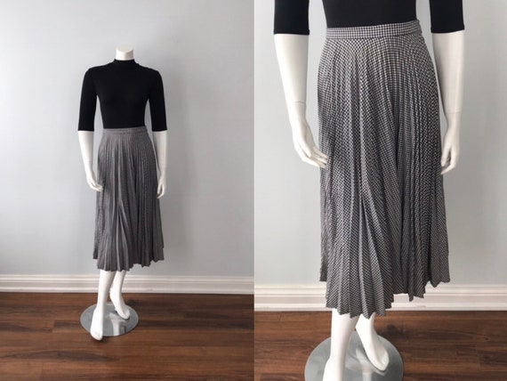 Vintage Pleated Skirt, Vintage Black and White Ple