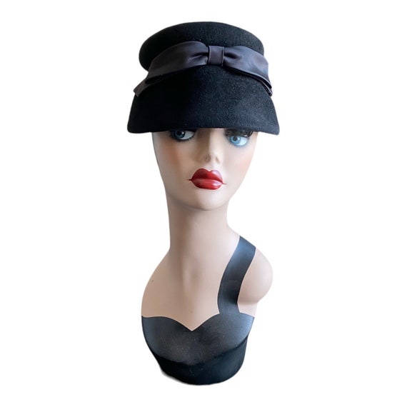 Vintage Black Hat 1920s Helen Joyce Original Blac… - image 2