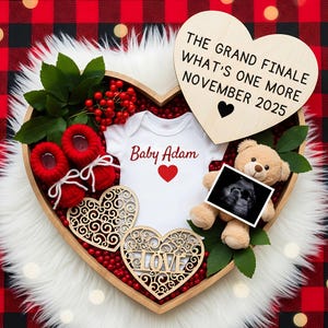 Grand Finale Pregnancy Announcement: Boho Bear Heart (Digital Download, November 2025 Due Date)