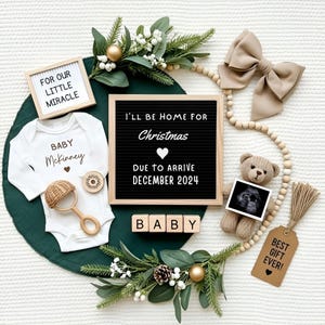 Je serai à la maison pour Noël | Révélation grossesse des Fêtes | Nouvelles d'hiver pour bébés | Modèle numérique modifiable | Téléchargement instantané
