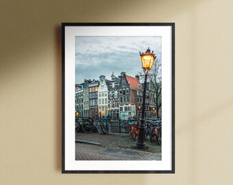 Amsterdam Canals Wall Art, Home Decor Photo Print, Warm tone prints, Amsterdam poster, Travel photography