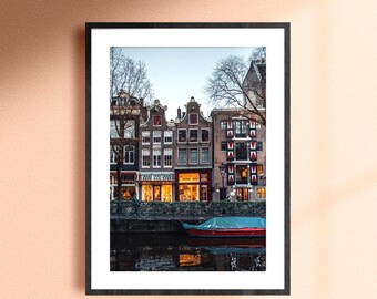 Amsterdam Canal Houses Photo Print, Dutch Architecture photography, Aesthetic Wall Art, Travel poster, Original Art