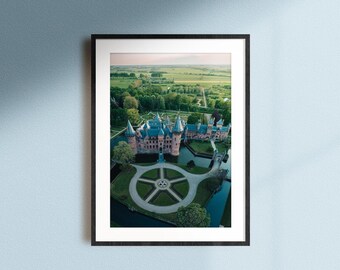 Dutch Castle Photo Print, Original Art Print Landscape, Aesthetic Home Decor, Travel poster, Aerial photography Castle De Haar