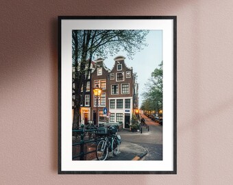 Amsterdam Cozy Canal Houses Photo Print, Dutch Architecture photography, Home decor Wall Art, Original photography