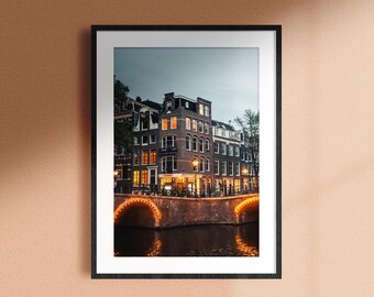 Amsterdam Canal print, Home Decor wall art, Aesthetic Art Print, Travel poster, Minimalistic art, Cityscape original Photography Print