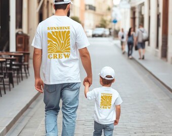 Dad Mini Matching Sunshine Crew Shirts – a cool gift for dads, Best Dad gift for expectant fathers, Father's Day gift idea T-shirt