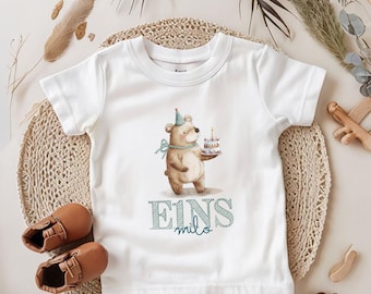T-shirt for birthday 1 year birthday shirt T-shirt 1st birthday children's birthday gifts for the first birthday T-shirt 1 year bear