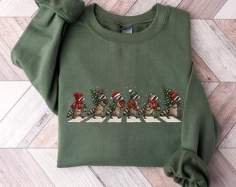 Christmas raccoon sweatshirt, funny Christmas raccoon sweater, Christmas sweater with raccoon Christmas sweater
