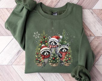 Christmas raccoon sweatshirt, funny Christmas raccoon sweater, Christmas sweater with raccoon Christmas sweater