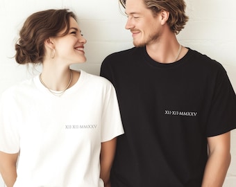 Custom Roman Number T-shirt, Couple T-shirt husband, gift husband, wedding anniversary T-shirt, gift wedding anniversary gift anniversary