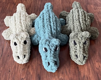 Arlo the Alligator Hand Knitting Pattern, Full Video Tutorial and Written PDF Pattern, Finger Knitting Pattern, Digital Download, DIY Plush