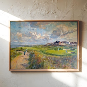 Scotland Golf Art St Andrews Links Painting – Impressionist Landscape, Links Golf Decor, Golfer Gift, Wall Art for Golf Lovers