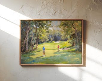 Golf Course Painting – Scenic Golf Art, Impressionist Landscape Print, Sports Artwork