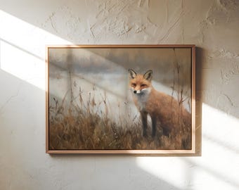 Fox Wildlife Painting – Rustic Nature Wall Art Print | Autumn Woodland Decor | Quiet Forest Animal Scene | Canvas or Paper Print