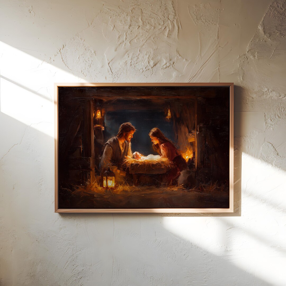 Nativity Scene Wall Art – Holy Family Christmas Print – Baby Jesus ...