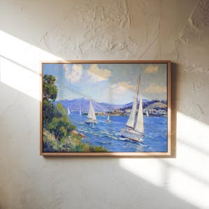 San Francisco Bay Sailing Canvas Print - Nautical Wall Art, Coastal Seascape, Yacht Painting, Maritime Decor, Beach House Artwork