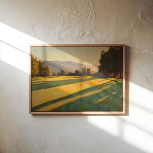 Golf Course Painting – Sunset Landscape Art Print | Golf Wall Decor | Gift for Golfer | Impressionist Canvas or Paper Print