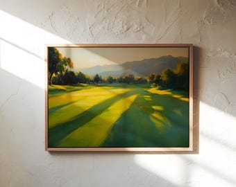 Golf Course Painting – Morning Light Landscape Art Print | Golf Wall Decor | Gift for Golfer | Impressionist Fairway Scene | Canvas or Paper