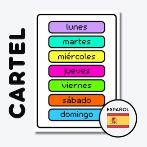 DÍAS de la SEMANA Spanish Poster | Decoración Retro Videojuegos Años 80 | Arte mural educativo de 8 bits | Decoración de aula | Montessori